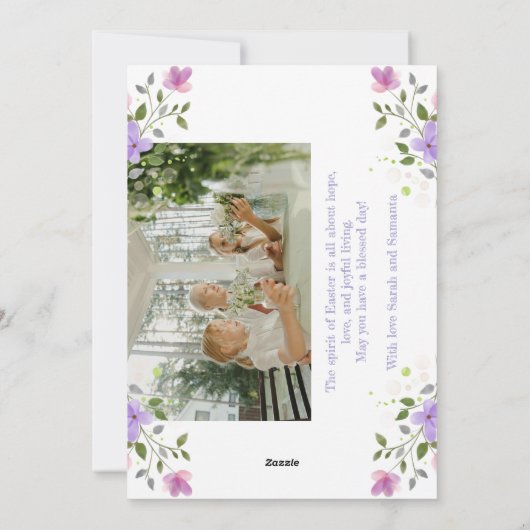 Personalisierte Osterfoto-Collage-Flachkarte Feiertagskarte (Rückseite)