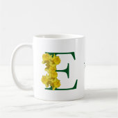 Personalisierte Osterglocken-Monogramm-Initiale E Kaffeetasse (Links)