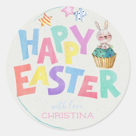 Personalisierte Osterkleber Runder Aufkleber (Vorderseite)