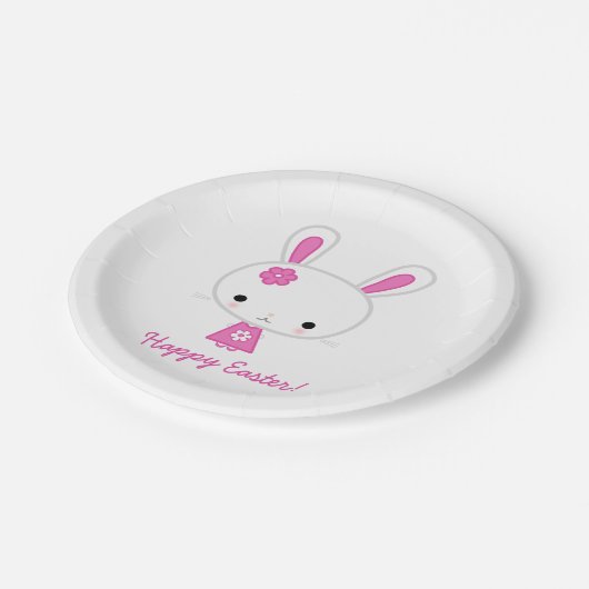 Personalisierte Osterpapier-Teller mit rosafarbene Pappteller (Schrägansicht)