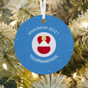 Personalisierte österreichische Engel Chanukka-Fla Ornament Aus Metall