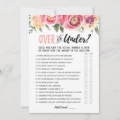 Personalisierte Over oder Under Brautparty Game Ca Einladung (Vorderseite)
