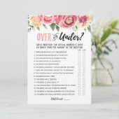 Personalisierte Over oder Under Brautparty Game Ca Einladung (Stehend Vorderseite)