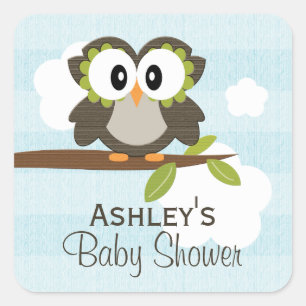 Personalisierte Owl Gastgeschenk Stickers Blau