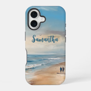 Personalisierte Ozean-Strandurlaubsszene iPhone 16 Hülle