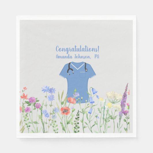 Personalisierte PA Arzt Assistenzärztin Blue Scrub Serviette (Vorderseite)