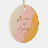 Personalisierte Paarbezeichnungen Rosa Gelb Abstra Keramik Ornament (Rechts)