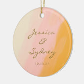 Personalisierte Paarbezeichnungen Rosa Gelb Abstra Keramik Ornament (Links)