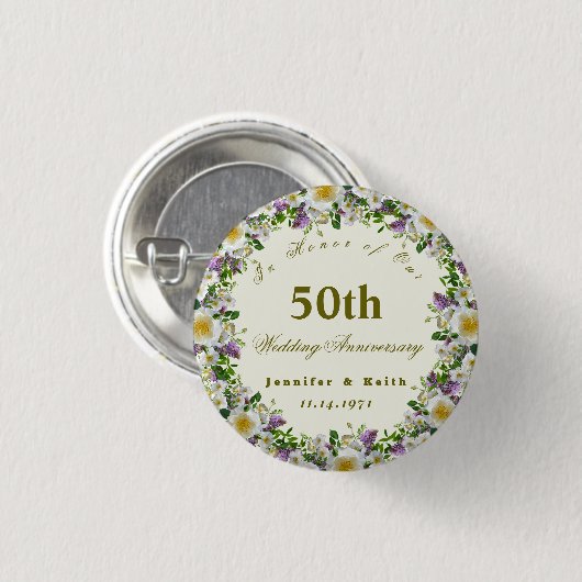Personalisierte Paare 50. Hochzeitstag Button (Vorne & Hinten)