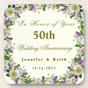 Personalisierte Paare 50. Hochzeitstag Getränkeuntersetzer