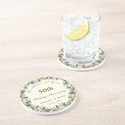 Personalisierte Paare 50. Hochzeitstag Getränkeuntersetzer (Seite)