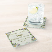 Personalisierte Paare 50. Hochzeitstag Glasuntersetzer (Schrägansicht)