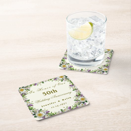 Personalisierte Paare 50. Hochzeitstag Rechteckiger Pappuntersetzer (Vor Ort)