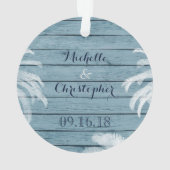 Personalisierte Paare Beach Palmen auf Holz LIEBE Ornament (Rückseite)