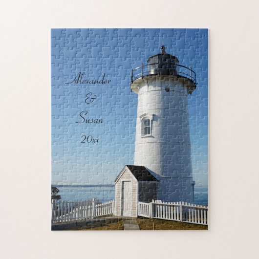 Personalisierte Paare Custom Nobska Lighthouse Puzzle (Vertikal)