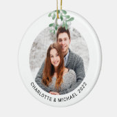 Personalisierte Paare Foto Botanisch Keramik Ornament (Links)