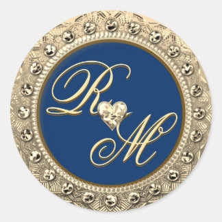 Personalisierte Paare Monogram Gold Siegel Runder Aufkleber