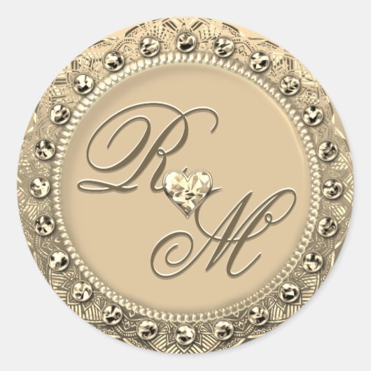 Personalisierte Paare Monogram Gold Siegel Runder Aufkleber (Vorderseite)