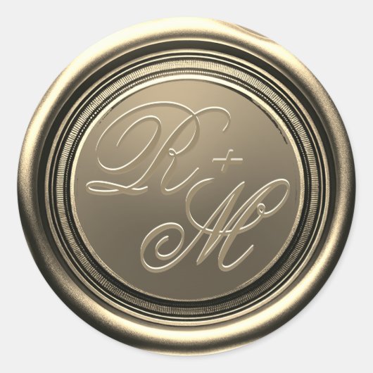 Personalisierte Paare Monogram Gold Wax Runder Aufkleber (Vorderseite)