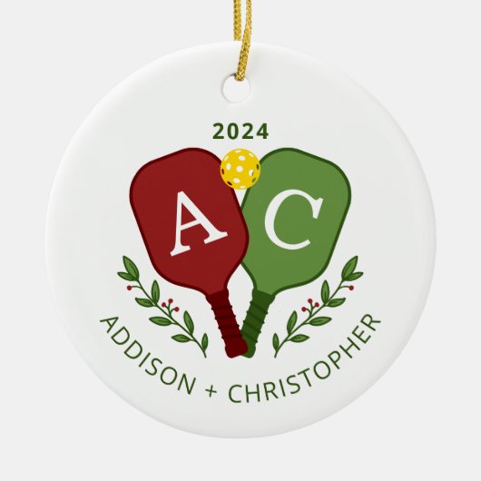 Personalisierte Paare Pickleball Weihnachtsschmuck (Vorne)