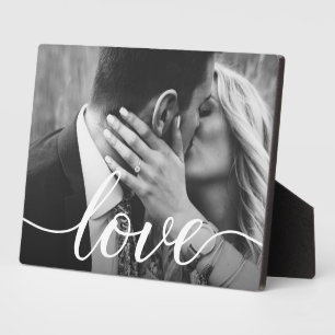 Personalisierte Paarfoto-Handlettering-Liebe Fotoplatte