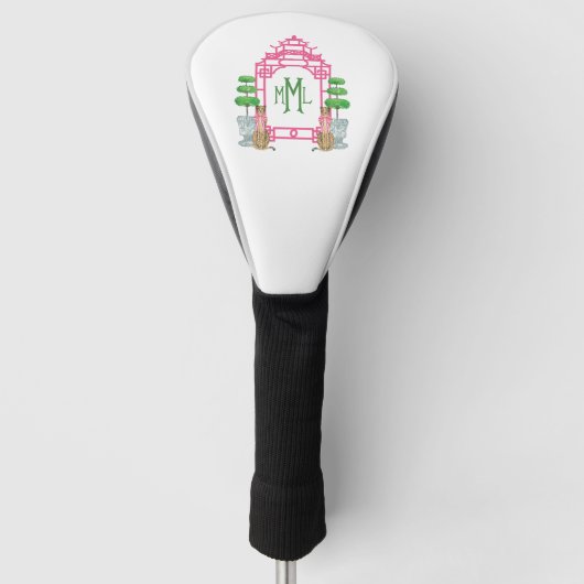 Personalisierte Pagoden-Monogramm-Golfkopfabdeckun Golf Headcover (Vorderseite)