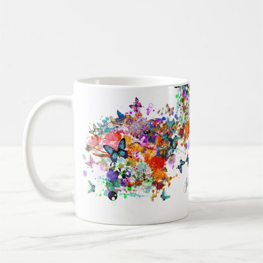 Personalisierte Paint splash Butterfliegen Pop Art Kaffeetasse (Links)