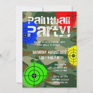 Personalisierte Paintball-Party Einladungen