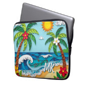 Personalisierte Palme am Strand Laptopschutzhülle (Vorderseite Links)