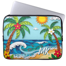 Personalisierte Palme am Strand Laptopschutzhülle