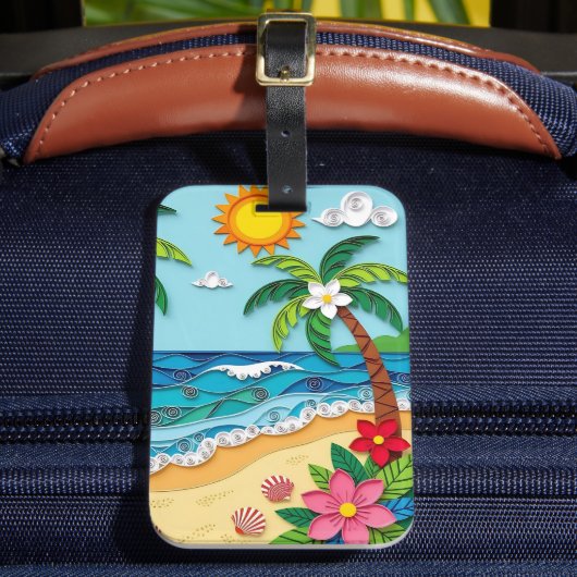 Personalisierte Palmen am Strand Gepäckanhänger (Vorderseite Insitu 2)