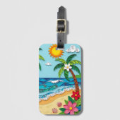 Personalisierte Palmen am Strand Gepäckanhänger (Vorderseite Vertikal)