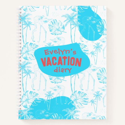 Personalisierte Palmen und Flamingo Türkis Notizblock (Vorderseite)