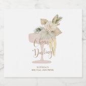 Personalisierte Palmen und Prosecco-Brautparty Schaumweinetikett (Einzelnes Label)