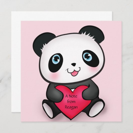 Personalisierte Panda Invite Card 4 Niedliche Pand Einladung (Vorne/Hinten)