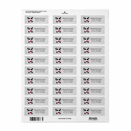 Personalisierte Panda Liebe Wedding Address Labels (Vorne)