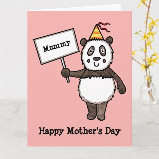 Personalisierte Panda-Muttertagskarte Karte (Gelbe Blume)