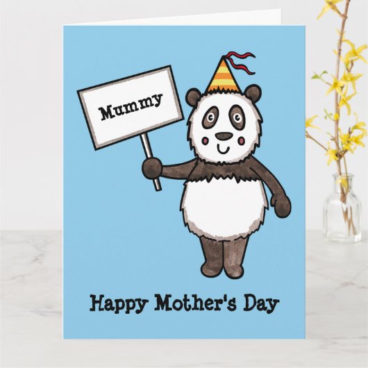 Personalisierte Panda-Muttertagskarte Karte (Gelbe Blume)