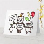 Personalisierte Panda Party Kid's Birthday Card Karte (Gelbe Blume)