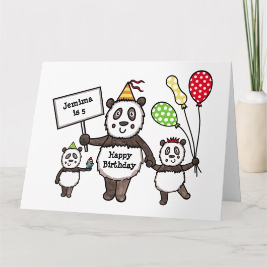 Personalisierte Panda Party Kid's Birthday Card Karte (Vorderseite)