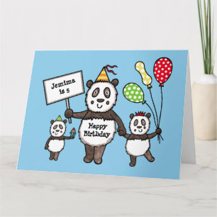 Personalisierte Panda Party Kid's Birthday Card Karte