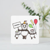 Personalisierte Panda Party Kid's Geburtstagseinla (Stehend Vorderseite)