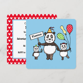 Personalisierte Panda Party Kid's Geburtstagseinla