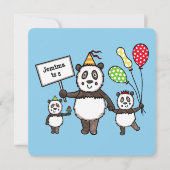 Personalisierte Panda Party Kid's Geburtstagseinla (Vorderseite)