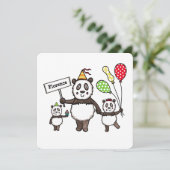 Personalisierte Panda Party Kid's Geburtstagseinla (Stehend Vorderseite)