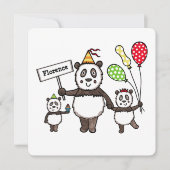 Personalisierte Panda Party Kid's Geburtstagseinla (Vorderseite)