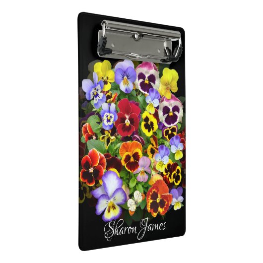 Personalisierte Pansy Arrangement Mini Cli Mini Klemmbrett (Schrägansicht)