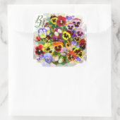 Personalisierte Pansy Beauty mit Schmetterlingen Quadratischer Aufkleber (Tasche)