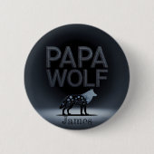 Personalisierte Papa-Wolf-Natur-Silhouette Button (Vorderseite)