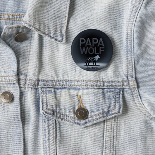 Personalisierte Papa-Wolf-Natur-Silhouette Button (Beispiel)